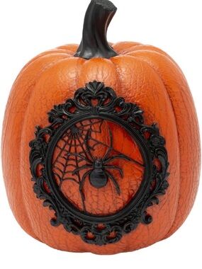 Halloween Pumpkin Décor with Black Spider Frame